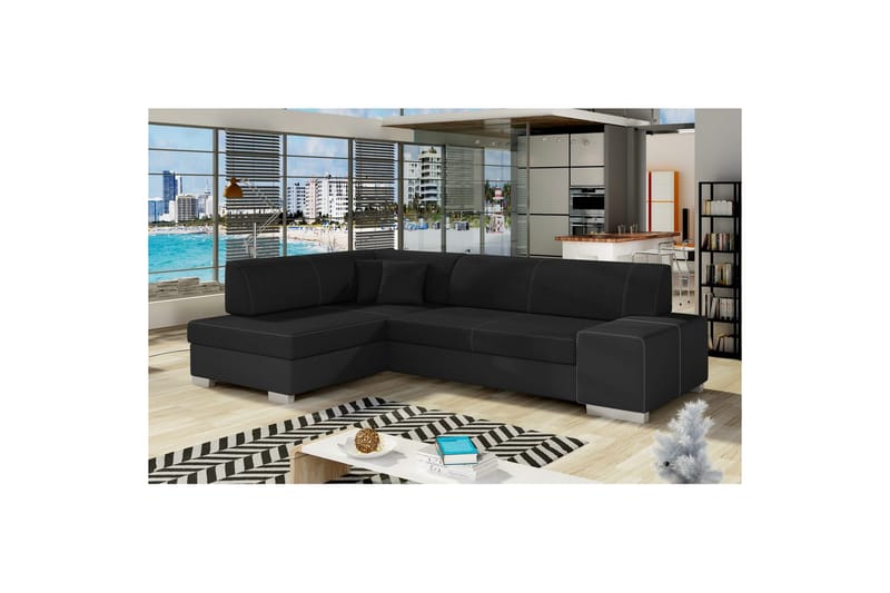 Seksjon Eltap Fabio 268x167x73 cm - Sawana 14, Soft 11, Svart, Svart, Venstre - M�øbler - Sofaer - Skinnsofaer