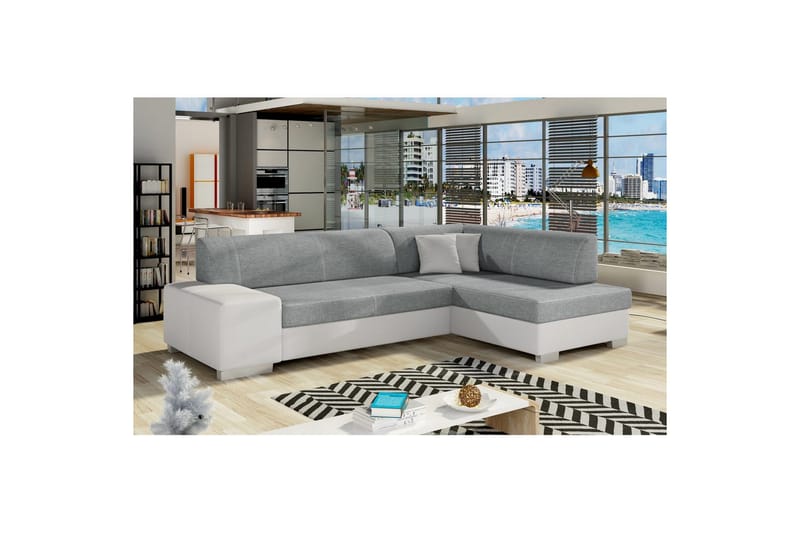 Seksjon Eltap Fabio 268x167x73 cm, Trekk 83, Myk 17, Grå, Hvit, Høyre