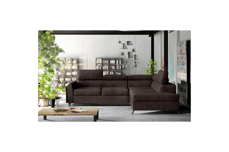 Seksjon Eltap Kairos 265x200x92 cm - Dora 28, Mørk brun, Høyre - Møbler - Sofaer - Skinnsofaer