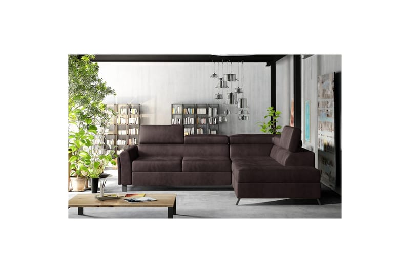 Seksjon Eltap Kairos 265x200x92 cm - Mat Velvet 29, Brun, Høyre - Møbler - Sofaer - Fløyelssofaer