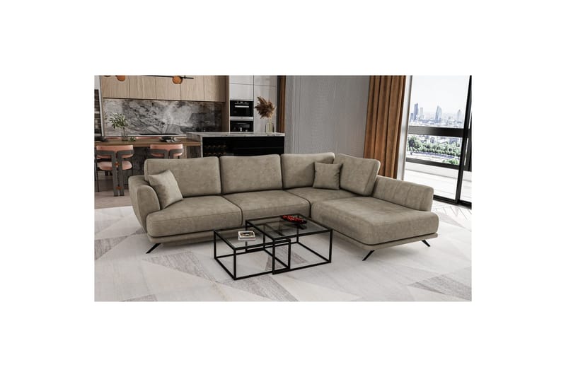 Seksjon Eltap Larde 286x191x90 cm - Leve 18, Beige, Høyre - Møbler - Sofaer - Skinnsofaer