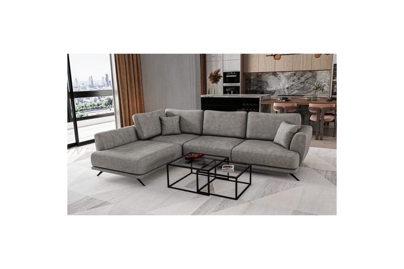 Seksjon Eltap Larde 286x191x90 cm - Leve 4, Grå, Venstre - Møbler - Sofaer - Skinnsofaer