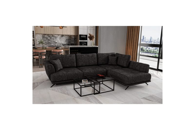 Seksjon Eltap Larde 286x191x90 cm - Leve 6, Mørk grå, Høyre - Møbler - Sofaer - Skinnsofaer