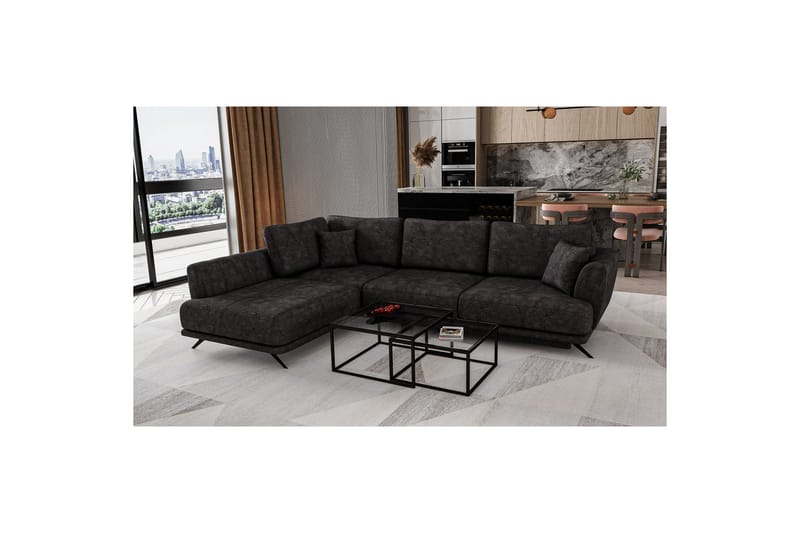 Seksjon Eltap Larde 286x191x90 cm - Leve 6, Mørk grå, Venstre - Møbler - Sofaer - Skinnsofaer
