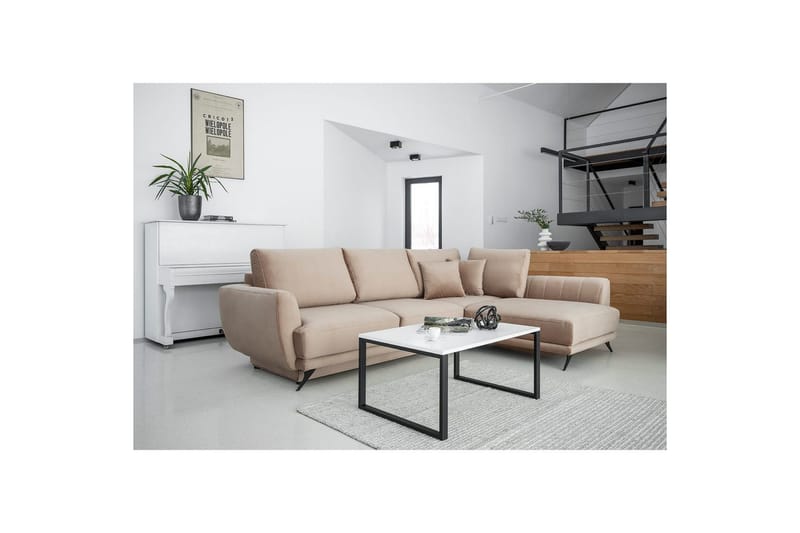 Seksjon Eltap Larde 286x191x90 cm - Loco 20, Beige, Høyre - Møbler - Sofaer - Fløyelssofaer