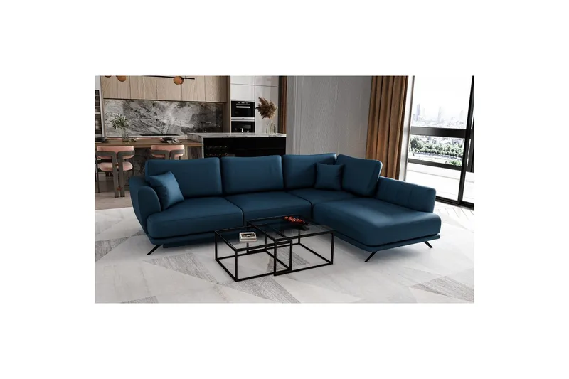 Seksjon Eltap Larde 286x191x90 cm - Savoi 40, Blå, Høyre - Møbler - Sofaer - Skinnsofaer