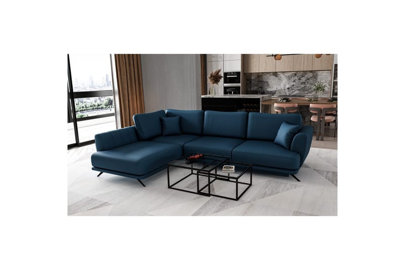 Seksjon Eltap Larde 286x191x90 cm - Savoi 40, Blå, Venstre - Møbler - Sofaer - Skinnsofaer