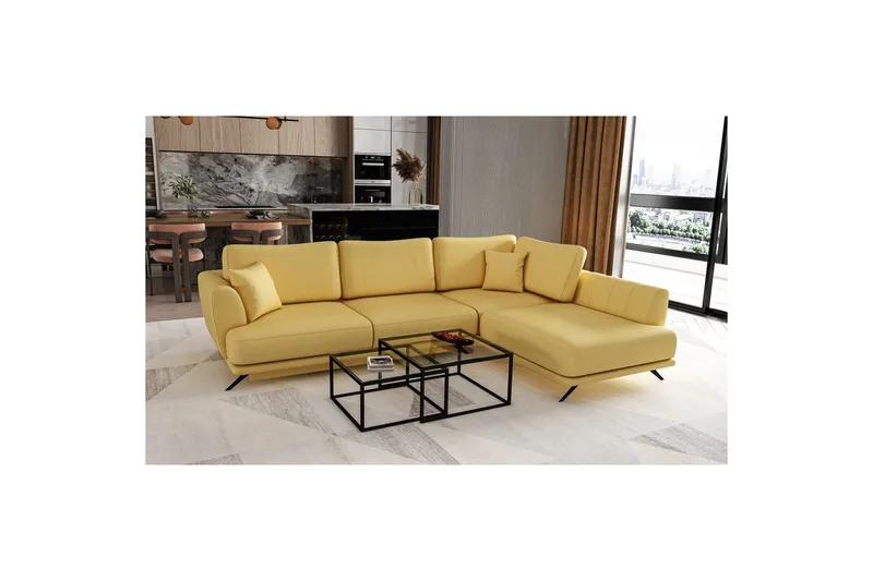 Seksjon Eltap Larde 286x191x90 cm - Savoi 45, Gul, Høyre - Møbler - Sofaer - Skinnsofaer