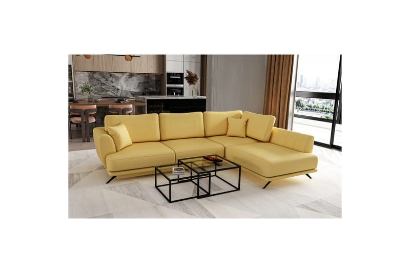 Seksjon Eltap Larde 286x191x90 cm - Savoi 45, Gul, Høyre - Møbler - Sofaer - Skinnsofaer