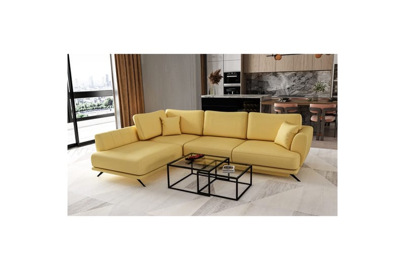 Seksjon Eltap Larde 286x191x90 cm - Savoi 45, Gul, Venstre - Møbler - Sofaer - Skinnsofaer