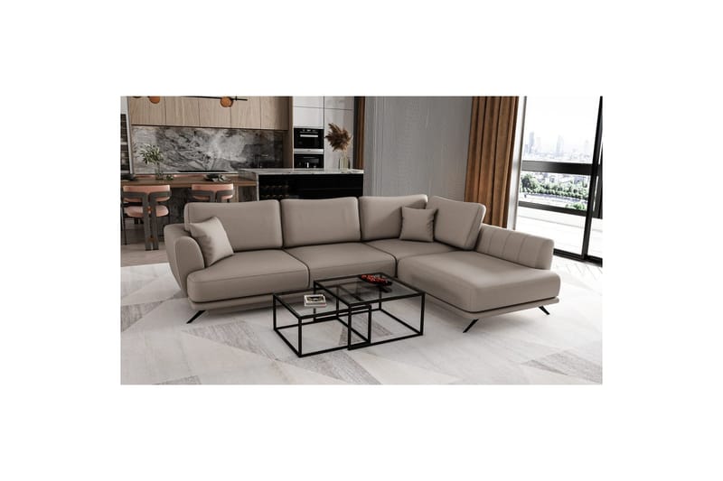 Seksjon Eltap Larde 286x191x90 cm - Savoi 7, Beige, Høyre - Møbler - Sofaer - Skinnsofaer