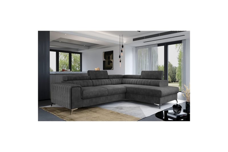 Seksjon Eltap Laurence 278x205x92 cm - Dora 96, Svart, Høyre - Møbler - Sofaer - Skinnsofaer