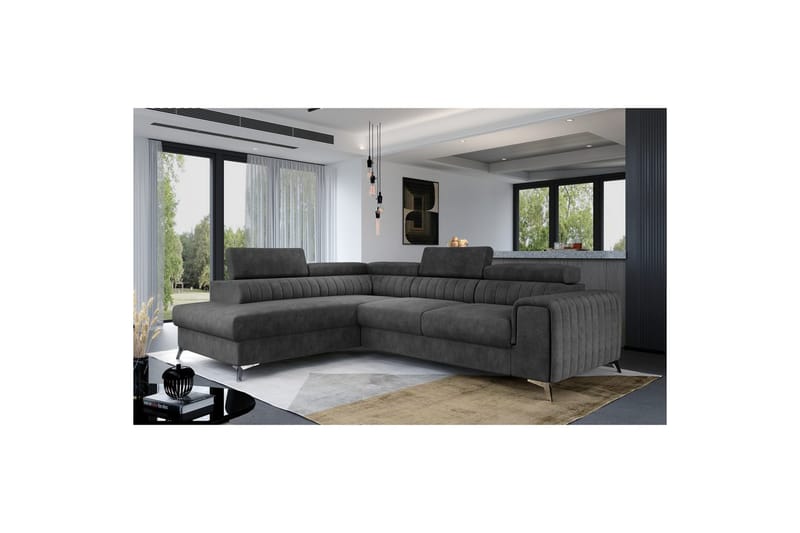 Seksjon Eltap Laurence 278x205x92 cm - Dora 96, Svart, Venstre - Møbler - Sofaer - Skinnsofaer