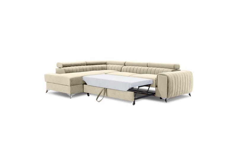 Seksjon Eltap Laurence 278x205x92 cm - Monolith 04, Lys Beige, Venstre - Møbler - Sofaer - Fløyelssofaer