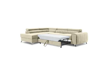 Seksjon Eltap Laurence 278x205x92 cm - Monolith 04, Lys Beige, Venstre - Møbler - Sofaer - Fløyelssofaer