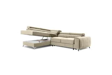 Seksjon Eltap Laurence 278x205x92 cm - Monolith 04, Lys Beige, Venstre - Møbler - Sofaer - Fløyelssofaer
