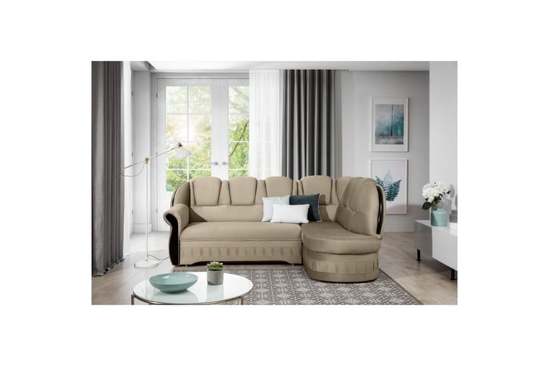 Seksjon Eltap Lord 243x180x112 cm - Monolith 09, Mørk Beige, Høyre - Møbler - Sofaer - Fløyelssofaer