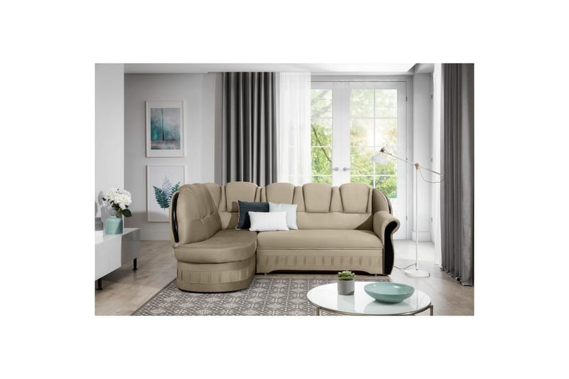 Seksjon Eltap Lord 243x180x112 cm - Monolith 09, Mørk Beige, Venstre - Møbler - Sofaer - Fløyelssofaer