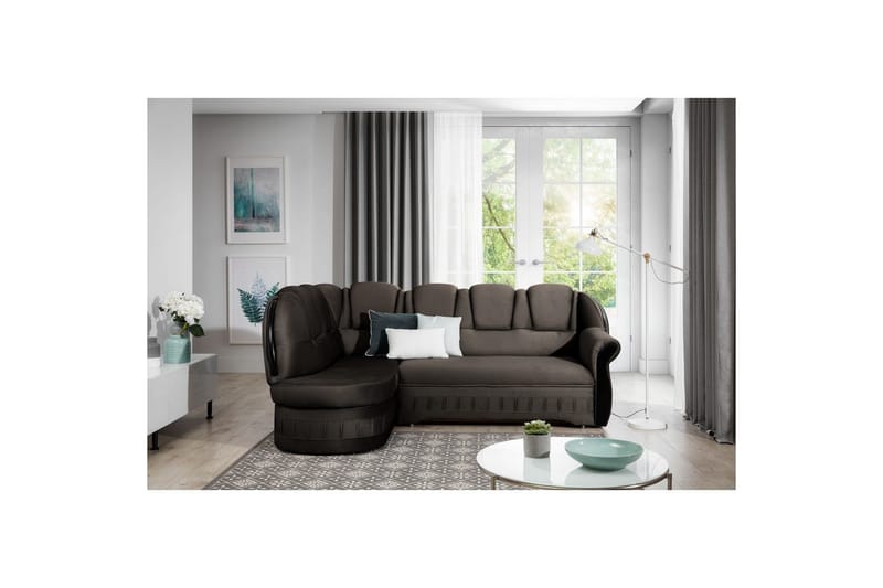 Seksjon Eltap Lord 243x180x112 cm - Monolith 29, Mørk Brun, Venstre - Møbler - Sofaer - Fløyelssofaer