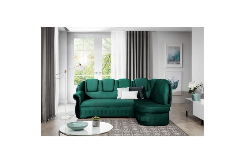 Seksjon Eltap Lord 243x180x112 cm - Nube 35, Grønn, Høyre - Møbler - Sofaer - Fløyelssofaer