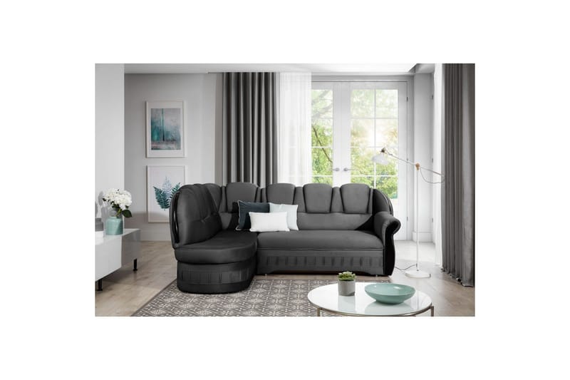 Seksjon Eltap Lord 243x180x112 cm - Nube 6, Mørk Grå, Venstre - Møbler - Sofaer - Fløyelssofaer