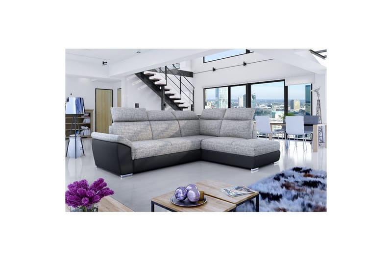 Seksjon Eltap Loreto 260x210x102 cm, Berlin 01, Soft 11, Grå, Svart, Høyre