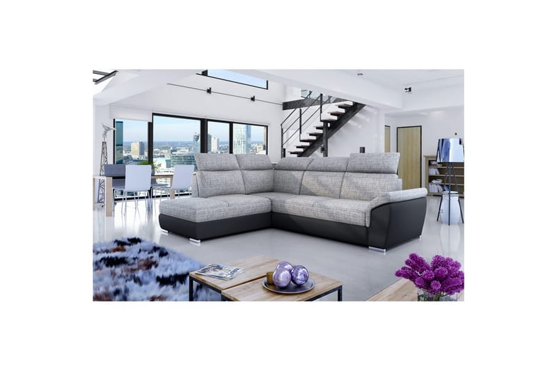 Seksjon Eltap Loreto 260x210x102 cm - Berlin 01, Soft 11, Grå, Svart, Venstre - Møbler - Sofaer - Skinnsofaer
