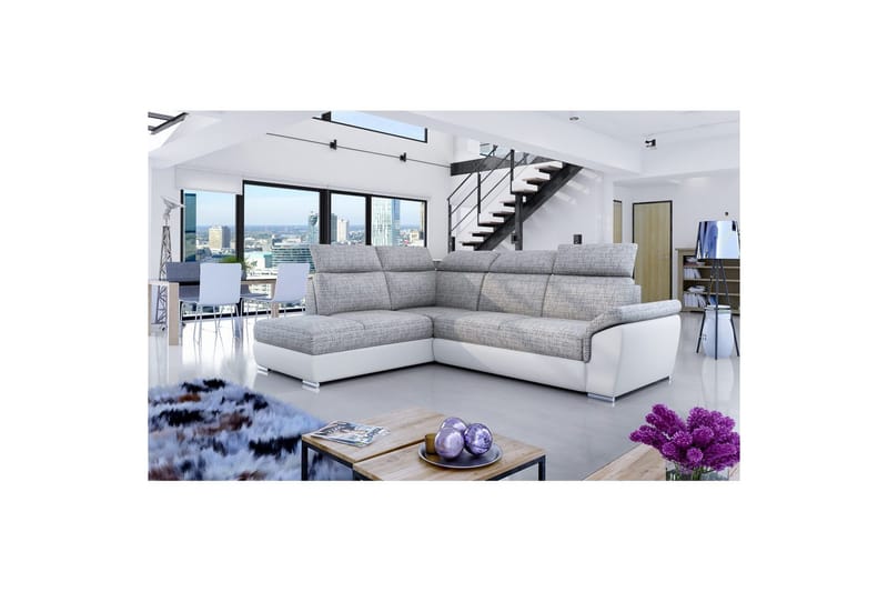 Seksjon Eltap Loreto 260x210x102 cm - Berlin 01, Soft 17, Grå, Hvit, Venstre - Møbler - Sofaer - Skinnsofaer