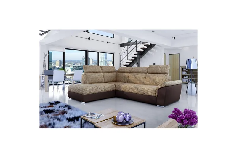 Seksjon Eltap Loreto 260x210x102 cm, Berlin 03, myk 66, beige, mørk brun, Venstre