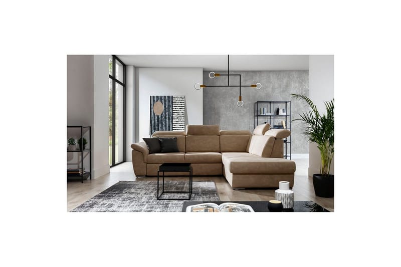 Seksjon Eltap Loreto 260x210x102 cm - Dora 21, Beige, Høyre - Møbler - Sofaer - Skinnsofaer