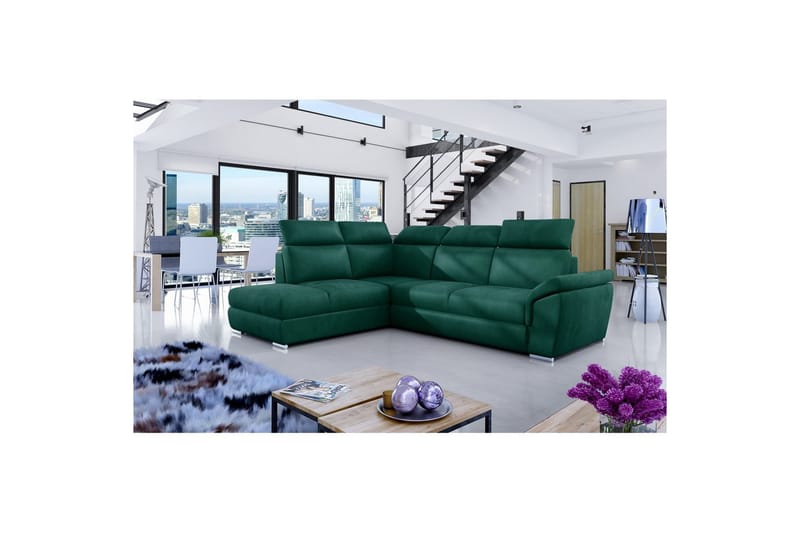 Seksjon Eltap Loreto 260x210x102 cm - Monolith 37, Grønn, Venstre - Møbler - Sofaer - Fløyelssofaer