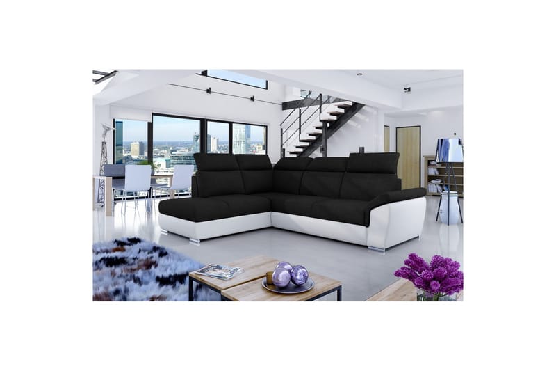 Seksjon Eltap Loreto 260x210x102 cm, Sawana 14, Soft 17, Svart, Hvit, Venstre