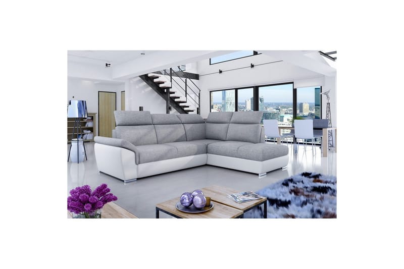 Seksjon Eltap Loreto 260x210x102 cm - Sawana 21, Myk 17, Grå, Hvit, Høyre - Møbler - Sofaer - Skinnsofaer