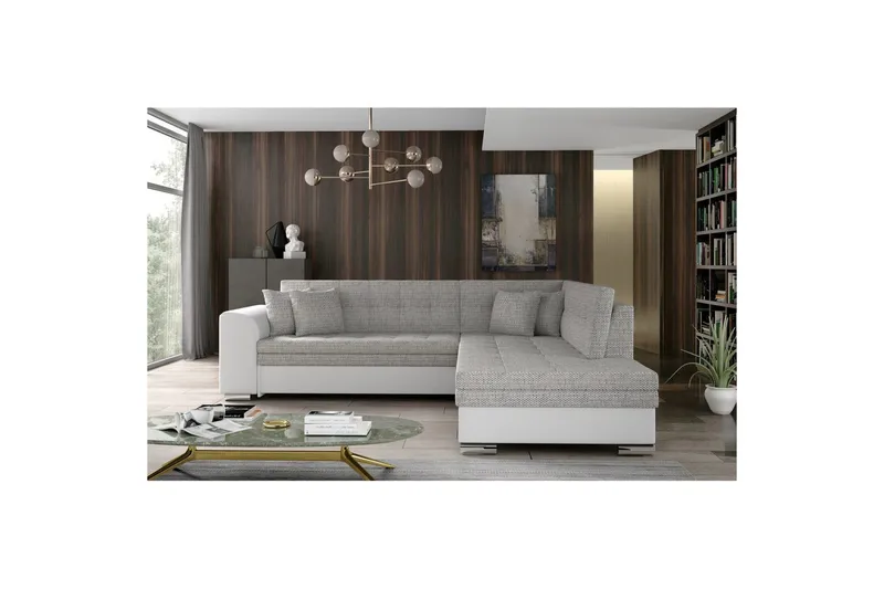 Seksjonssofa Eltap Pieretta 260x207x78 cm, Berlin 01, Soft 17, Grå, Hvit, Høyre