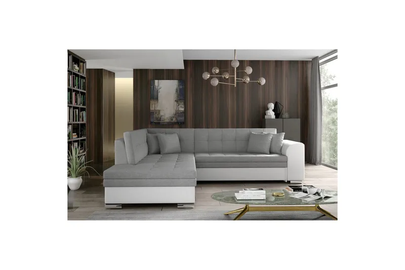 Seksjonssofa Eltap Pieretta 260x207x78 cm, Sawana 21, Soft 17, Grå, Hvit, Venstre