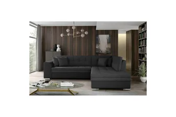 Seksjonssofa Eltap Pieretta 260x207x78 cm - Inari 96, Soft 11, Mørk grå, Svart, Høyre - Møbler - Sofaer - Skinnsofaer