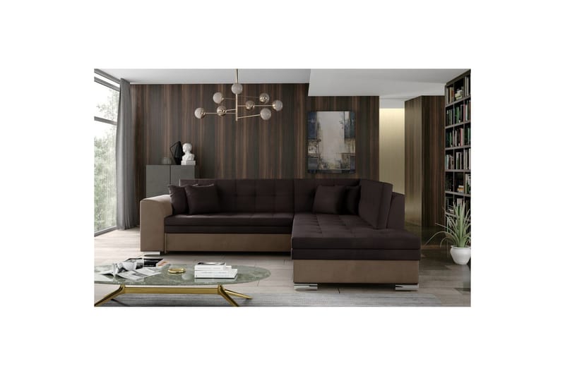 Seksjonssofa Eltap Pieretta 260x207x78 cm - Monolith 29, Monolith 09, Brun, Mørk Beige, Høyre - Møbler - Sofaer - Fløyelssofaer