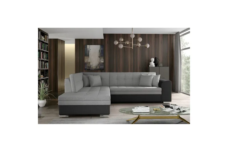 Seksjonssofa Eltap Pieretta 260x207x78 cm, Sawana 21, Soft 11, Grå, Svart, Venstre