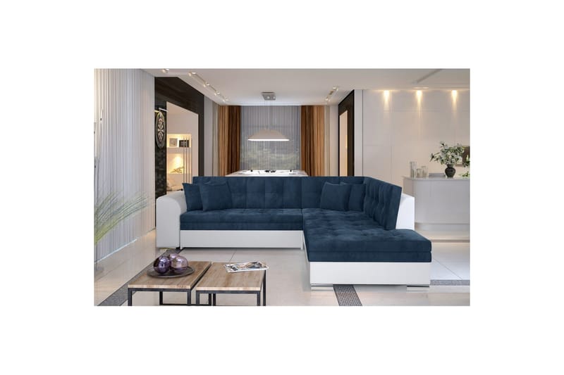 Seksjonssofa Eltap Pieretta 260x207x78 cm - Kronos 09, Soft 17, Mørk Blå, Hvit, Høyre - Møbler - Sofaer - Fløyelssofaer