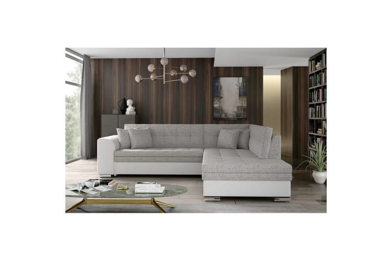 Seksjonssofa Eltap Pieretta 260x207x78 cm - Berlin 01, Soft 17, Grå, Hvit, Høyre - Møbler - Sofaer - Skinnsofaer
