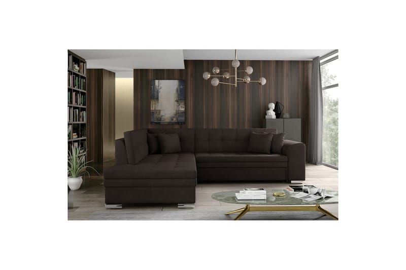 Seksjonssofa Eltap Pieretta 260x207x78 cm - Jasmine 29, Brun, Venstre - Møbler - Sofaer - Fløyelssofaer