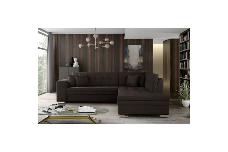 Seksjonssofa Eltap Pieretta 260x207x78 cm - Jasmine 29, Brun, Høyre - Møbler - Sofaer - Fløyelssofaer