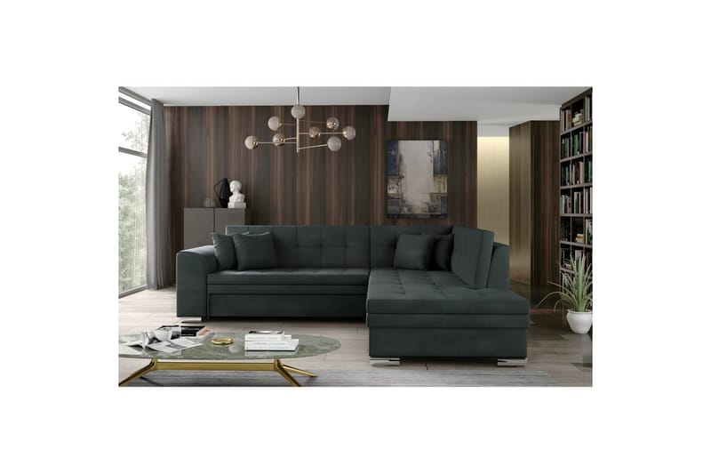 Seksjonssofa Eltap Pieretta 260x207x78 cm - Monolith 97, Mørk Grå, Høyre - Møbler - Sofaer - Fløyelssofaer