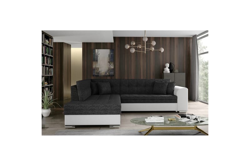 Seksjonssofa Eltap Pieretta 260x207x78 cm - Berlin 02, Myk 17, Sort, Hvit, Venstre - Møbler - Sofaer - Skinnsofaer