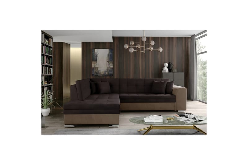 Seksjonssofa Eltap Pieretta 260x207x78 cm - Monolith 29, Monolith 09, Brun, Mørk Beige, Venstre - Møbler - Sofaer - Fløyelssofaer