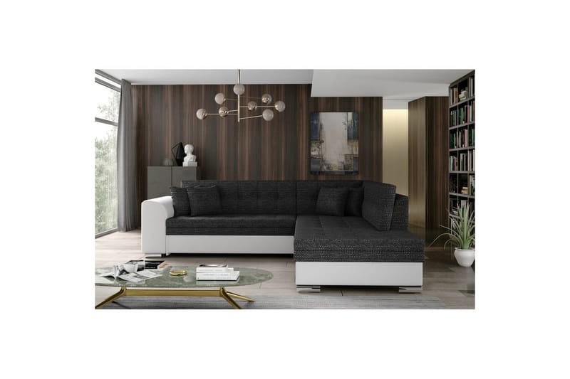 Seksjonssofa Eltap Pieretta 260x207x78 cm - Berlin 02, Myk 17, Sort, Hvit, Høyre - Møbler - Sofaer - Skinnsofaer
