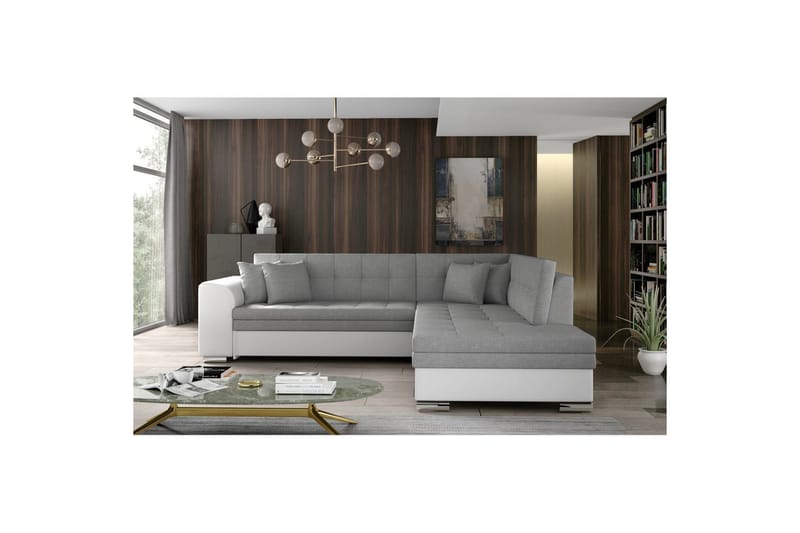 Seksjonssofa Eltap Pieretta 260x207x78 cm - Sawana 21, Soft 17, Grå, Hvit, Høyre - Møbler - Sofaer - Skinnsofaer