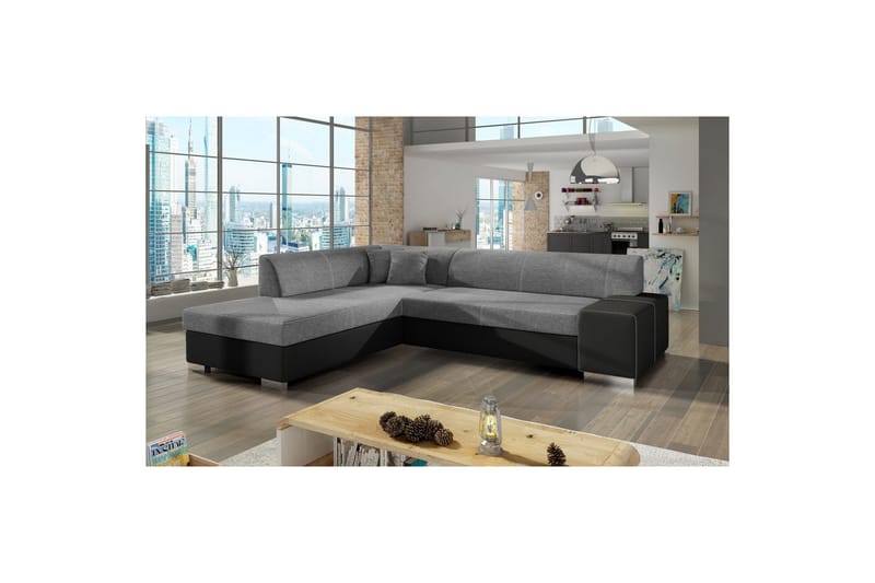 Seksjonssofa Eltap Porto 278x217x74 cm - Sawana 21, Soft 11, Grå, Svart, Venstre - Møbler - Sofaer - Skinnsofaer