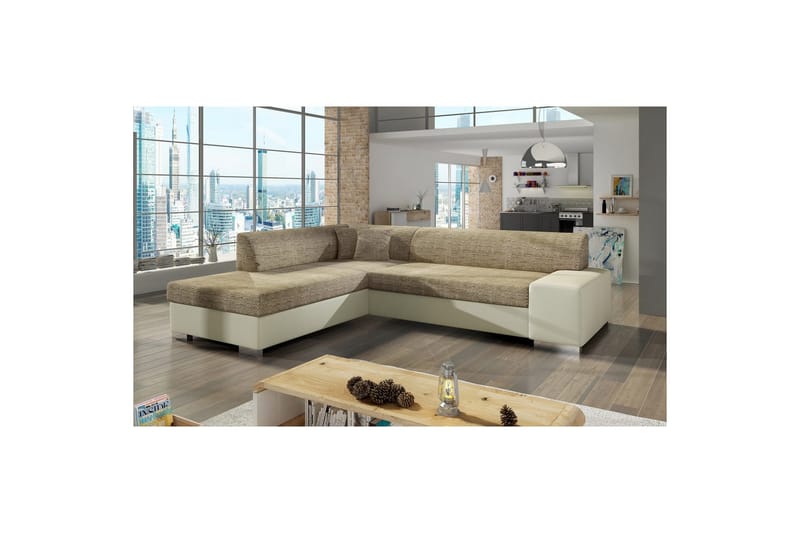 Seksjonssofa Eltap Porto 278x217x74 cm - Berlin 03, Myk 33, Beige, Venstre - Møbler - Sofaer - Skinnsofaer