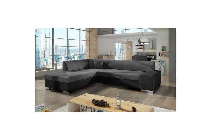 Seksjonssofa Eltap Porto 278x217x74 cm - Sawana 05, Soft 11, Grå, Svart, Venstre - Møbler - Sofaer - Skinnsofaer